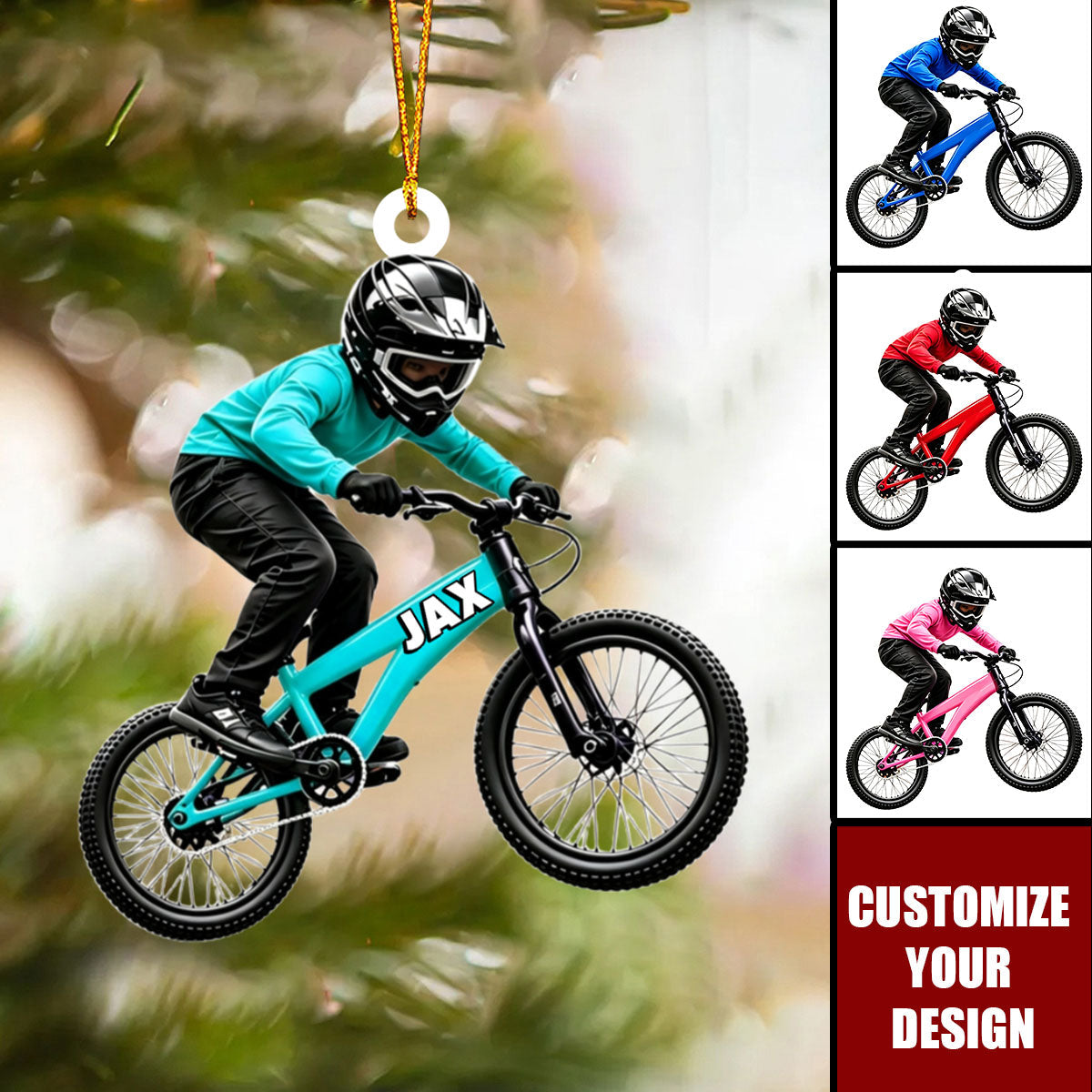 Personalized Bike Acrylic Ornament, Cycling Rider Keepsake
