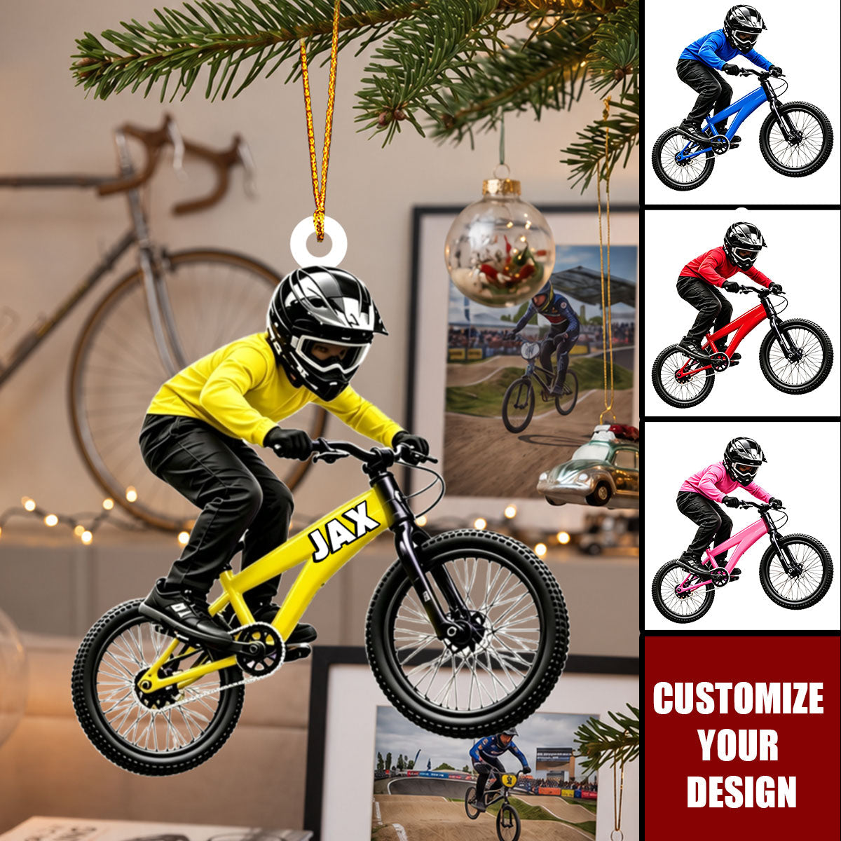 Personalized Bike Acrylic Ornament, Cycling Rider Keepsake