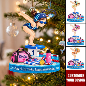 Personalized Swim Girl Acrylic Ornament, Gift for Swimmers & Daughters