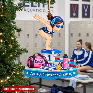 Personalized Swim Girl Acrylic Ornament, Gift for Swimmers & Daughters