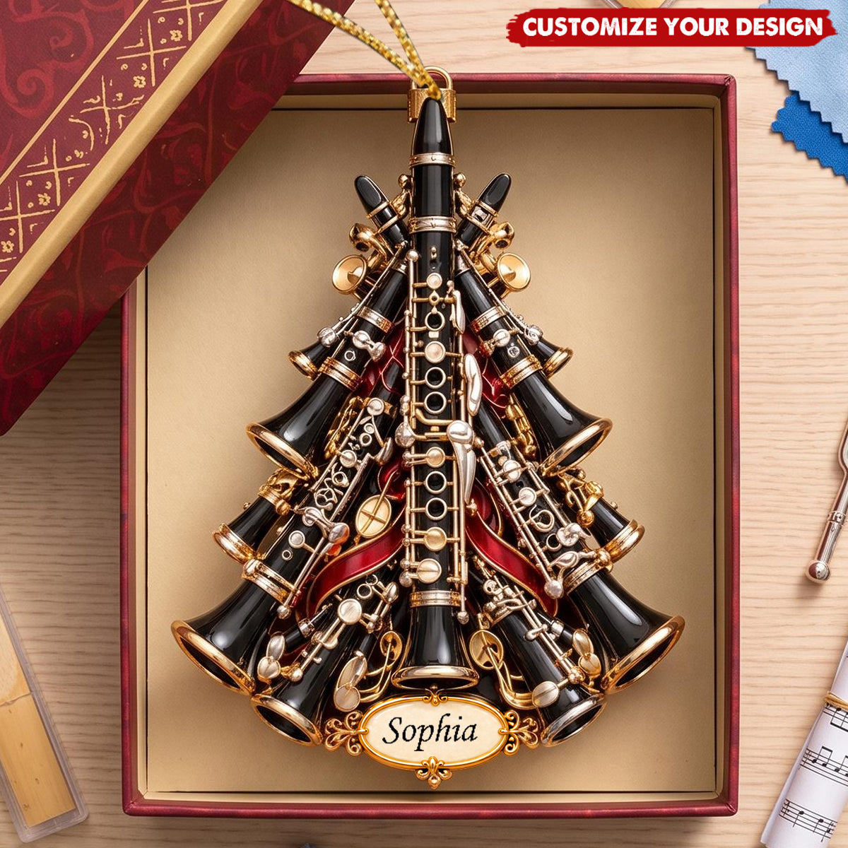 Personalized Clarinet Acrylic Christmas Ornament, Gift For Clarinet Players
