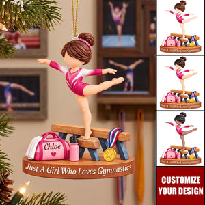 Personalized Gymnastics Acrylic Ornament - Custom Name Christmas Gift for Girl Gymnasts
