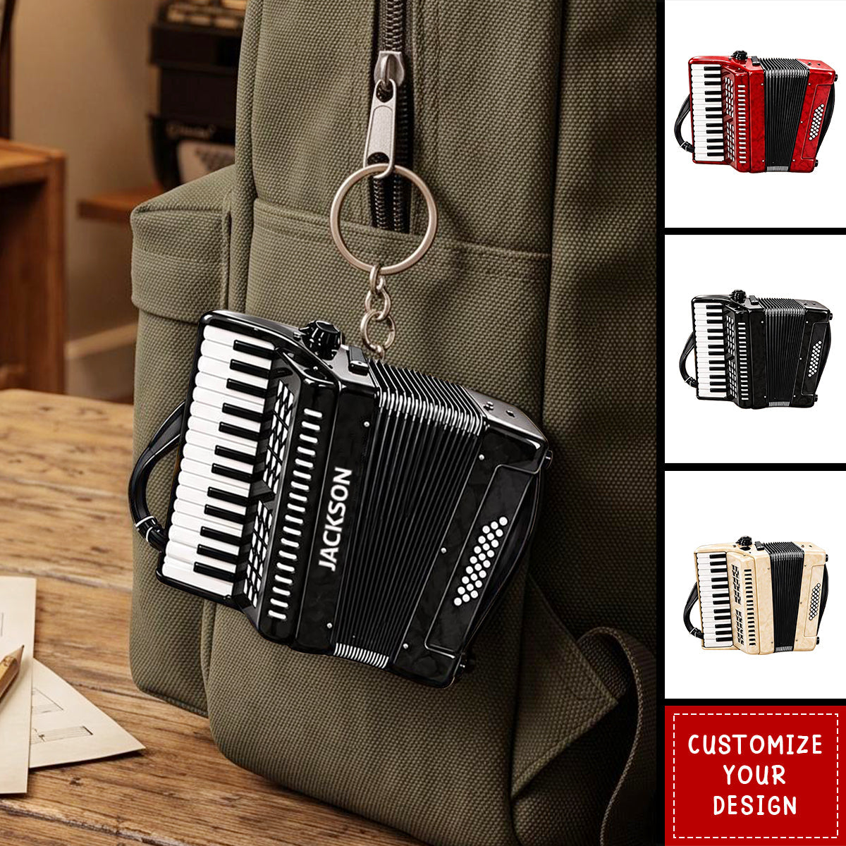 Custom Acrylic Accordion Keychain, Musician Gift for Accordion Players