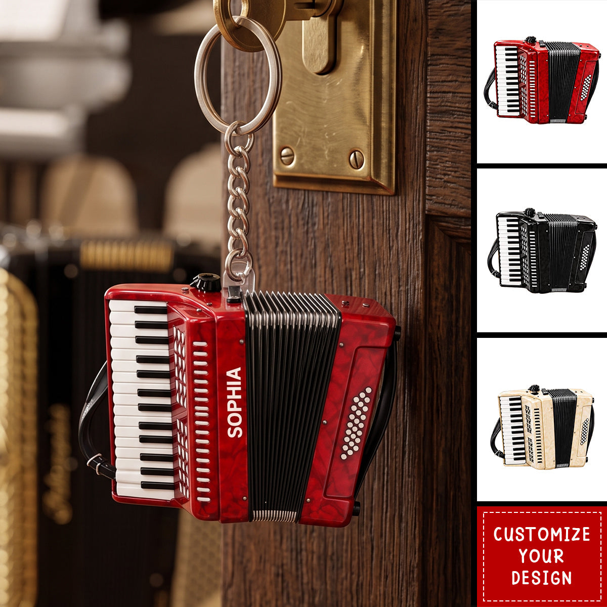 Custom Acrylic Accordion Keychain, Musician Gift for Accordion Players