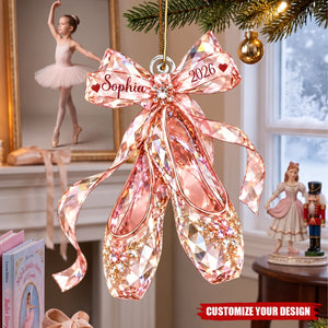 Personalized Ballet Shoes Acrylic Ornament, Custom Name Dance Christmas Gift