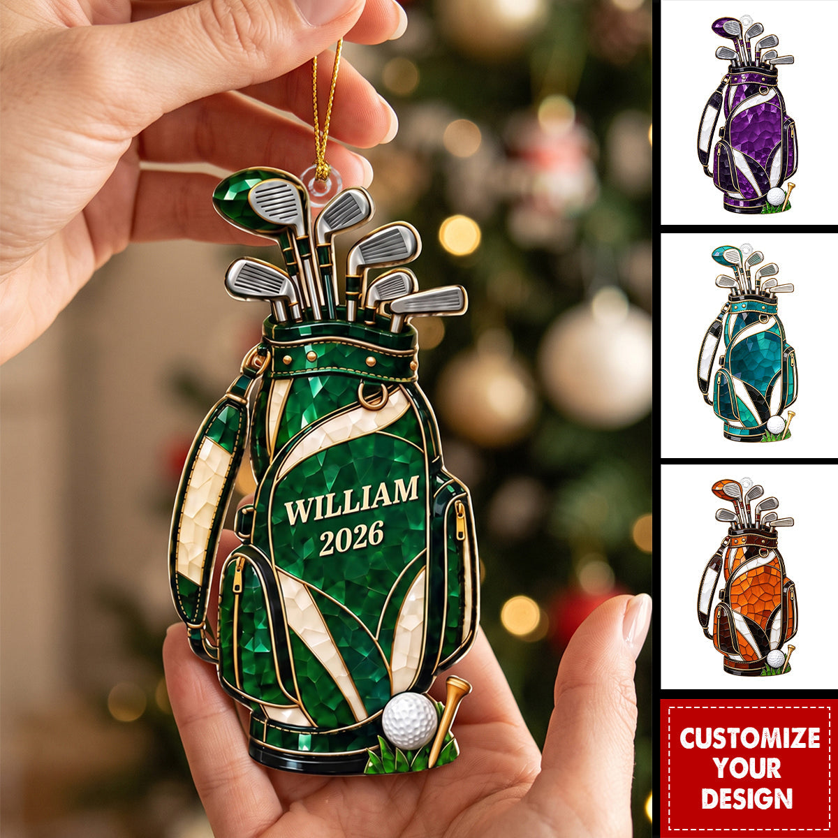 Personalized Golf Acrylic Christmas Ornament, Gift for Dad Golfer