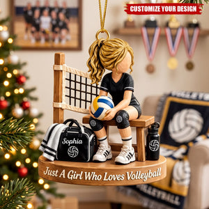 Personalized Volleyball Girl Acrylic Christmas Ornament - Custom Volleyball Player Gift