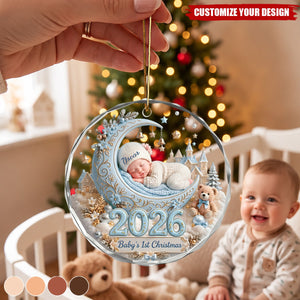 Personalized Baby First Christmas Glass Ornament - Custom Baby Name