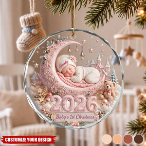 Personalized Baby First Christmas Glass Ornament - Custom Baby Name