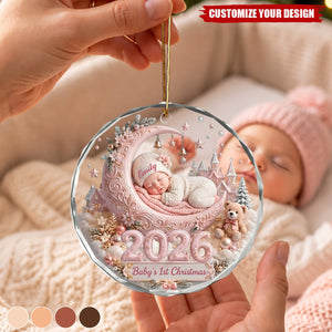 Personalized Baby First Christmas Glass Ornament - Custom Baby Name