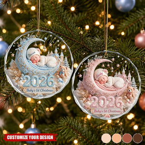 Personalized Baby First Christmas Glass Ornament - Custom Baby Name