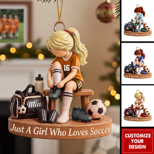 Personalized Soccer Girl Acrylic Ornament, Custom Name Soccer Player Gift