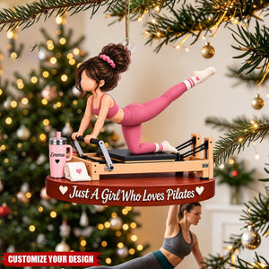 Personalized Pilates Girl Acrylic Ornament, Just A Girl Who Loves Pilates