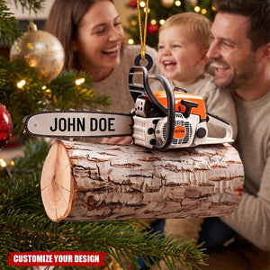 Personalized Arborist Chainsaw Acrylic Ornament, Lumberjack Gift