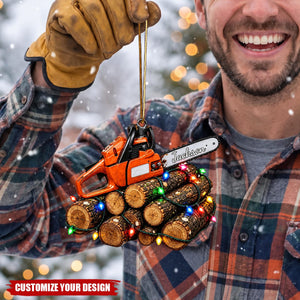 Personalized Arborist Chainsaw Acrylic Ornament, Lumberjack Gift
