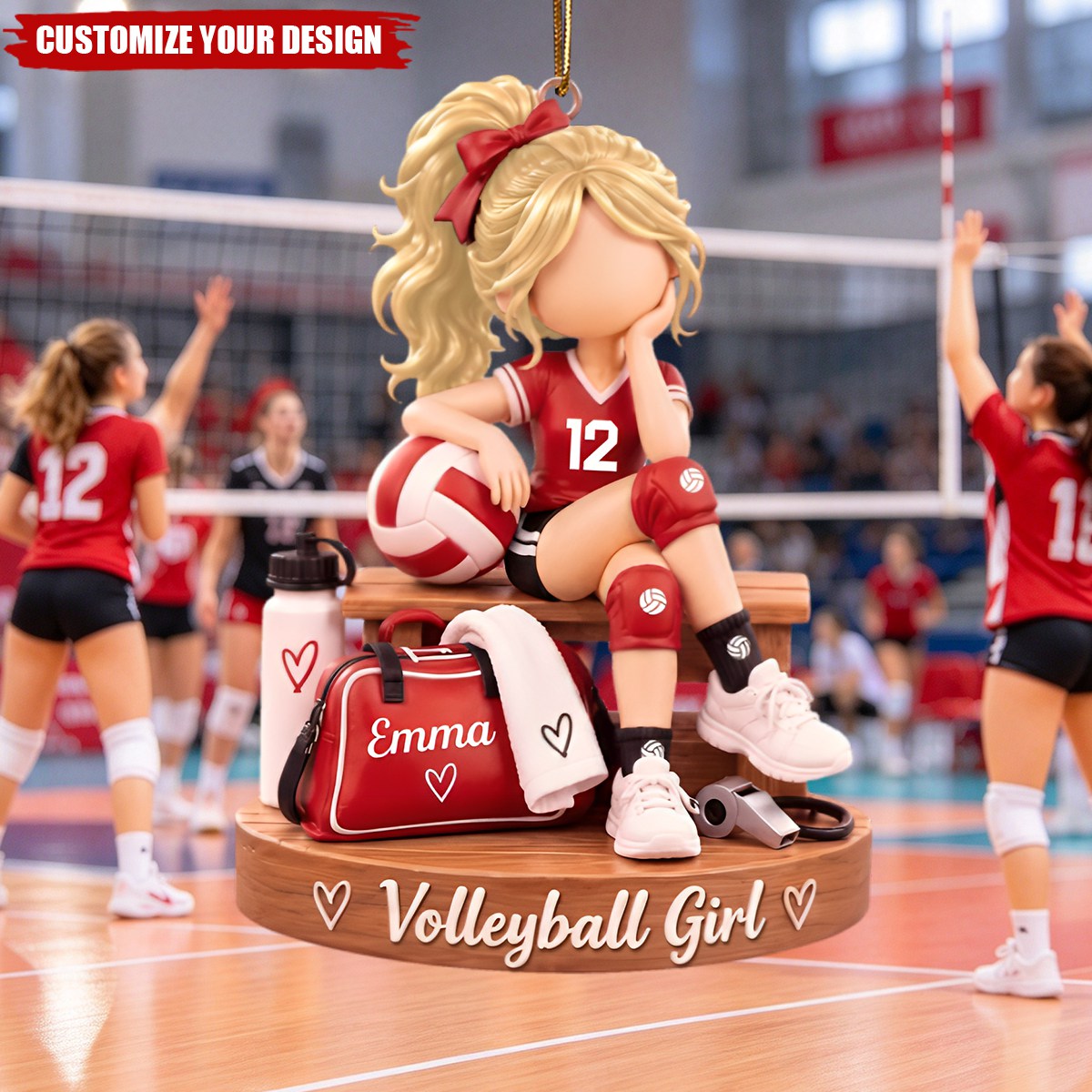 Personalized Volleyball Girl Acrylic Christmas Ornament - Custom Volleyball Lover Gift