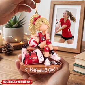 Personalized Volleyball Girl Acrylic Christmas Ornament - Custom Volleyball Lover Gift