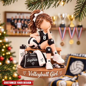 Personalized Volleyball Girl Acrylic Christmas Ornament - Custom Volleyball Lover Gift
