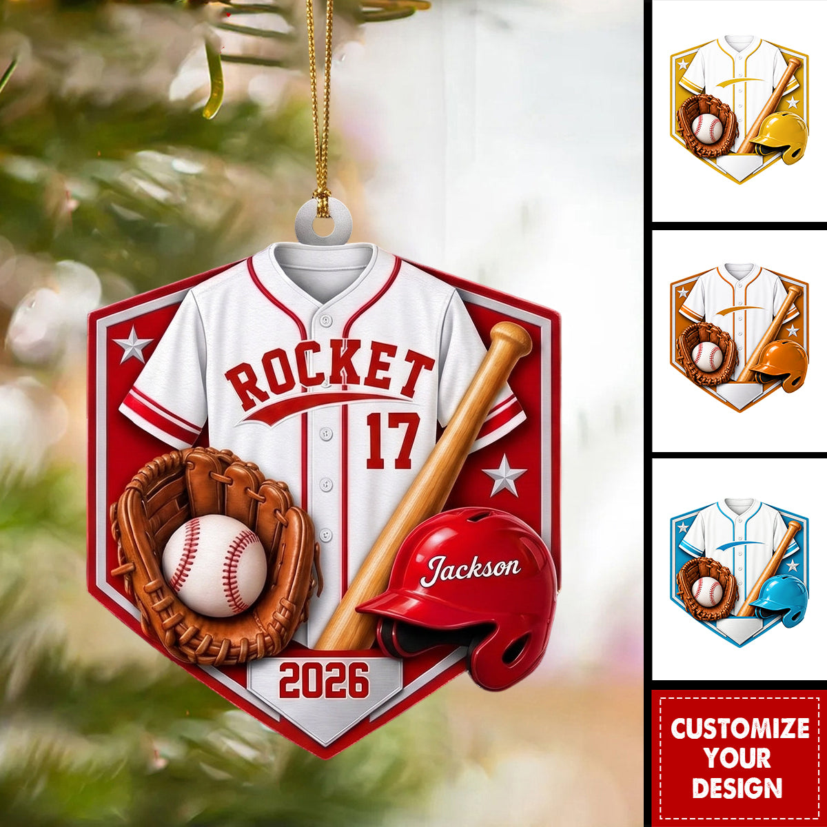 Personalized Baseball Player Acrylic Ornament, Custom Name & Jersey Number Gift