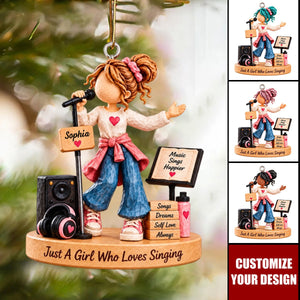 Personalized Singing Girl Ornament, Custom Christmas Gift For Music Lovers & Vocal Studio Decor