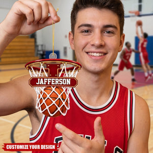 Personalized Basketball Hoop Christmas Ornaments, Sports Keepsake Gifts For Players & Coaches