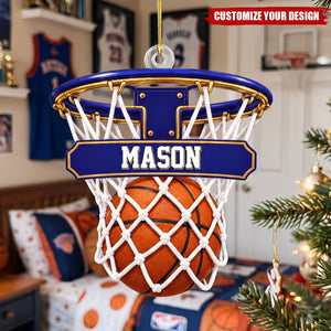Personalized Basketball Hoop Christmas Ornaments, Sports Keepsake Gifts For Players & Coaches