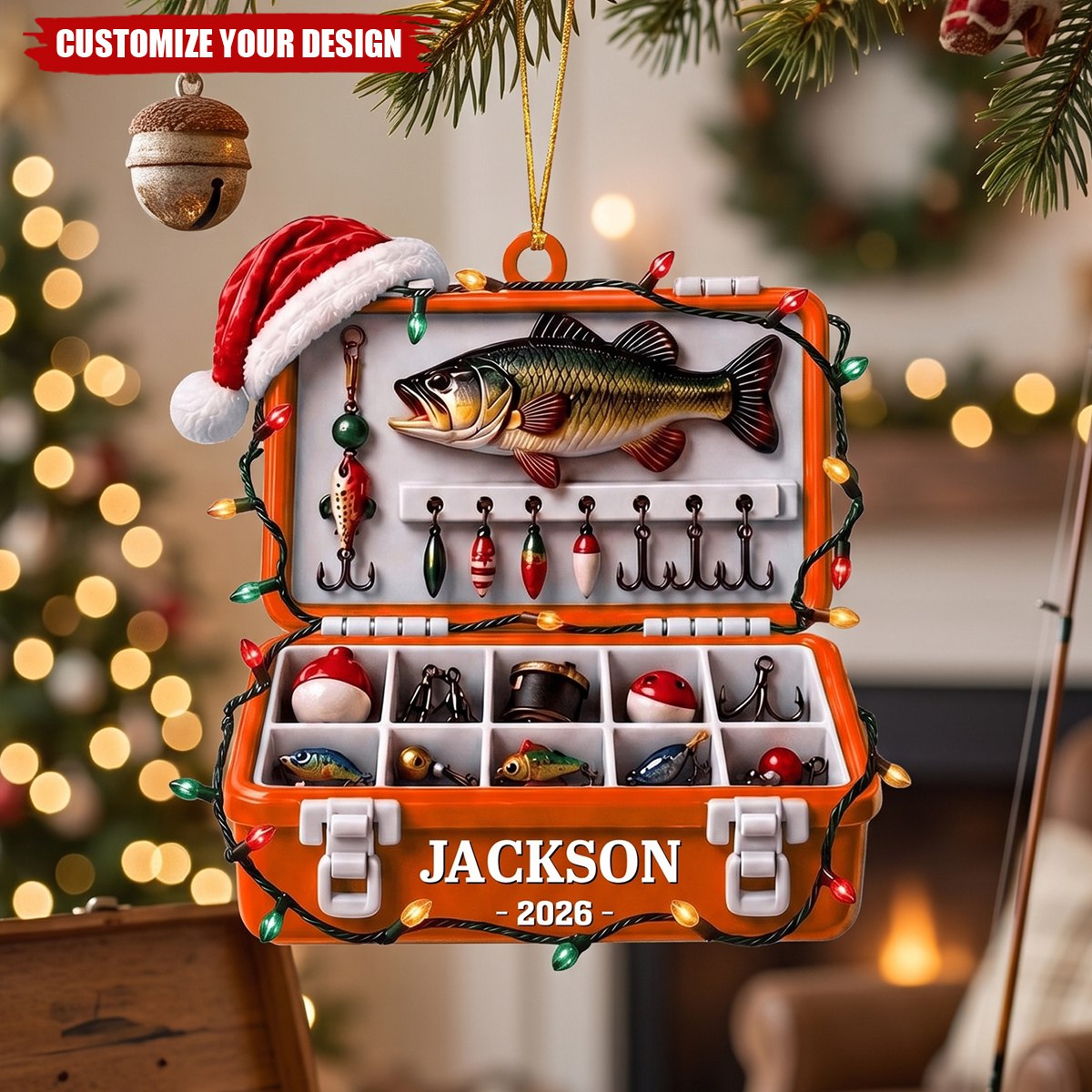 Personalized Fishing Tackle Box Ornament for Fishing Lovers