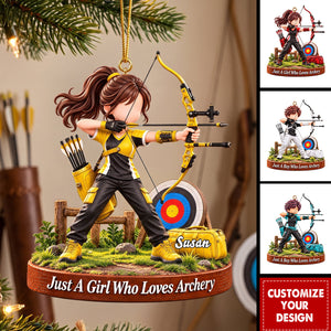 Personalized Archery Aiming Christmas Ornament, Archery Boy & Girl Gift