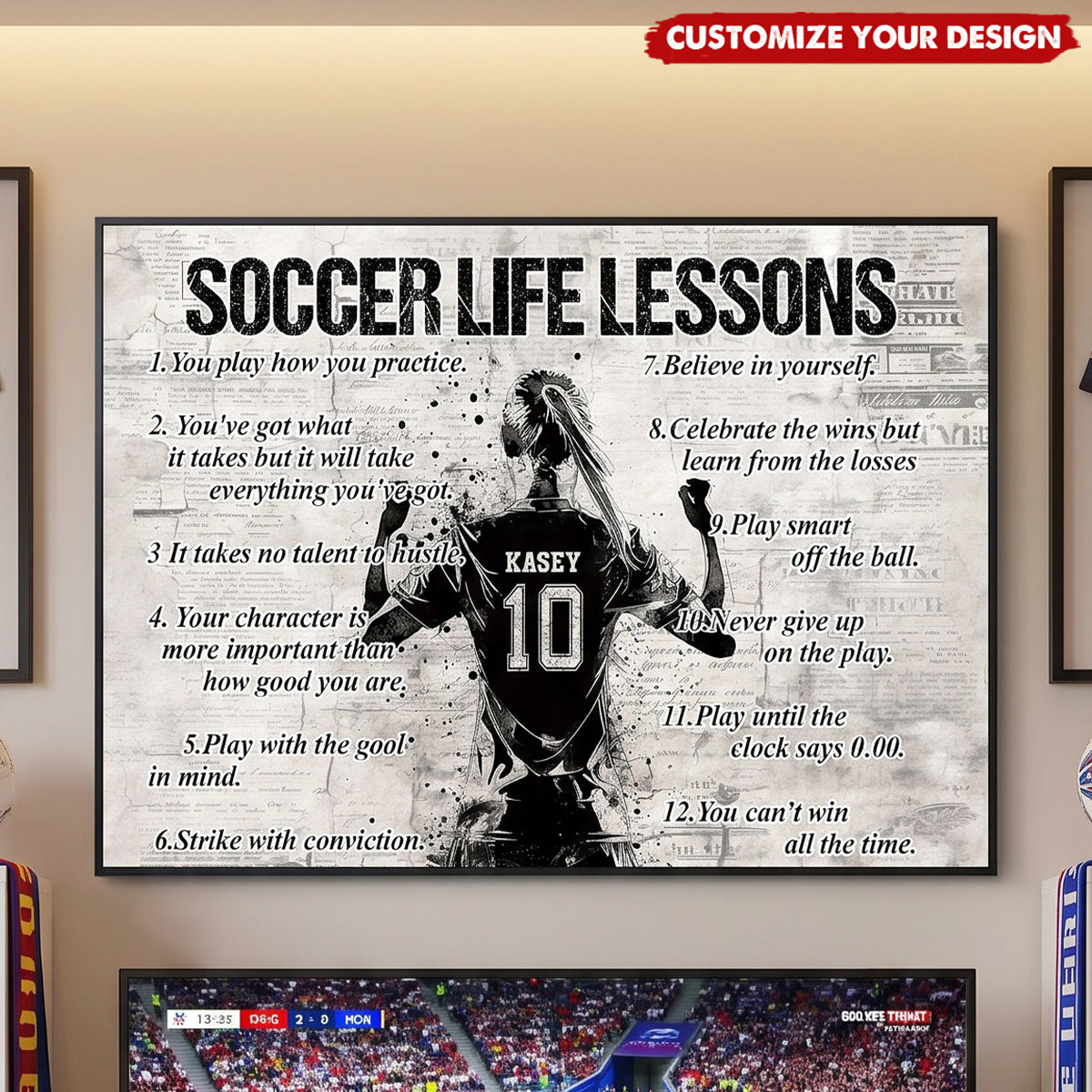 Personalized Soccer Life Lessons Canvas Poster, Gift for Soccer Boys & Girls