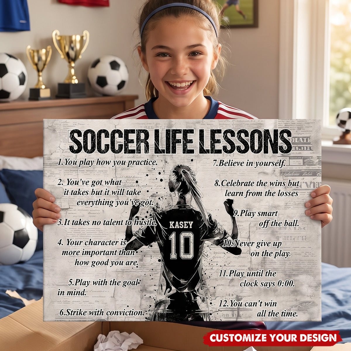 Personalized Soccer Life Lessons Canvas Poster, Gift for Soccer Boys & Girls