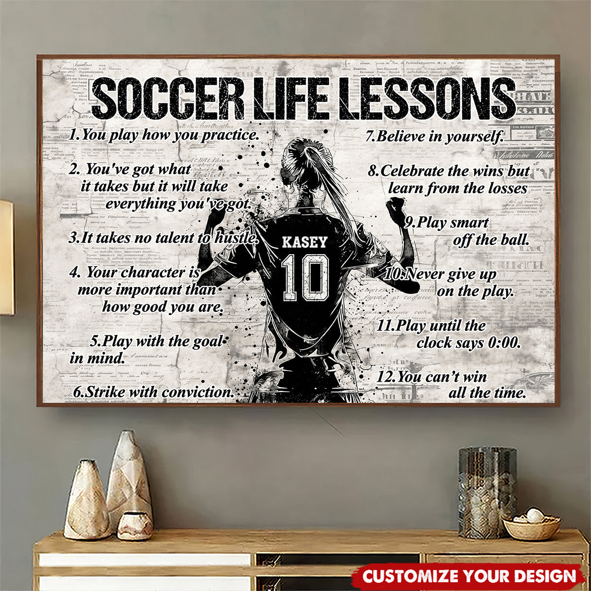 Personalized Soccer Life Lessons Canvas Poster, Gift for Soccer Boys & Girls