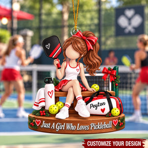 Personalized Pickleball Ornaments, Custom Name Christmas Gifts for Pickleball Girls