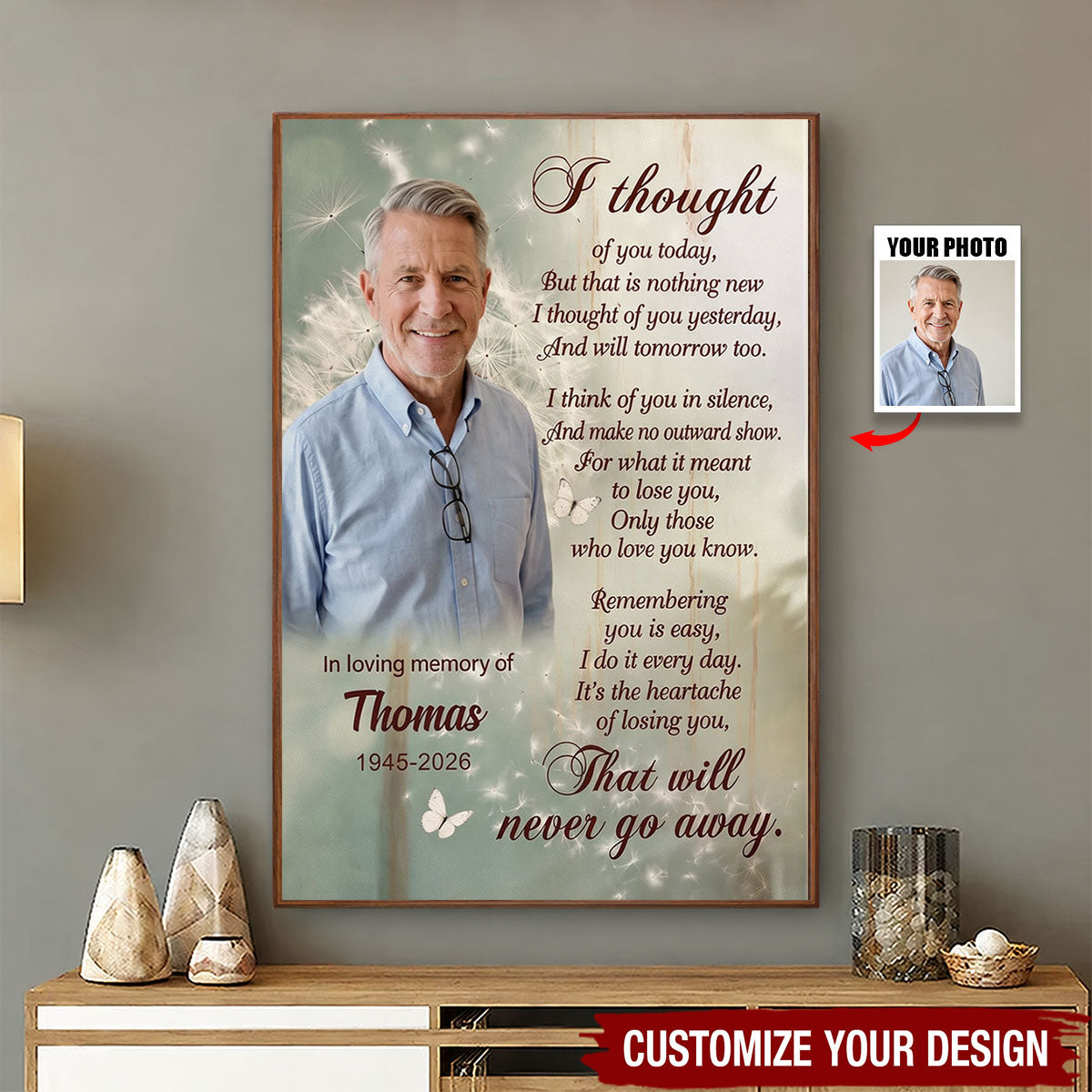 I Thought Of You Today Personalized Memorial Canvas Poster
