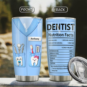 Personalized Dentist Tumbler Coffee Nutrition Facts Dentist Assistant Tumblers
