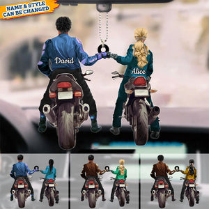 Personalized Biker Couple Back View Ornament - Perfect Gift For Couple