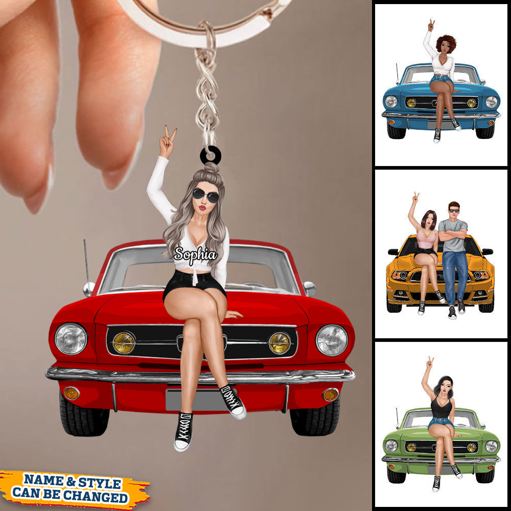 Go on a trip together, buy a mustang, Personalized Keychain