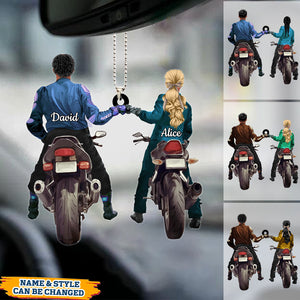 Personalized Biker Couple Back View Ornament - Perfect Gift For Couple