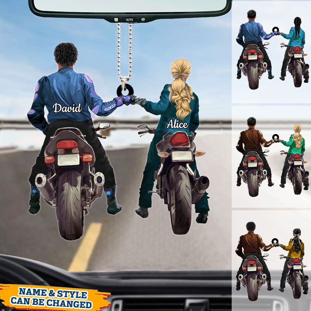 Personalized Biker Couple Back View Ornament - Perfect Gift For Couple