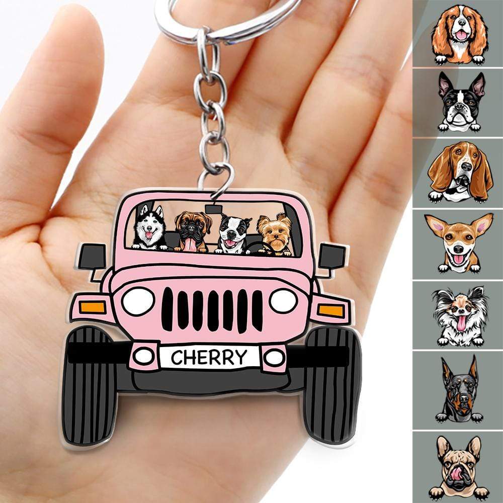 Off Road Dog Cats Keychain Double Sided Design Acrylic Keychain Car For Pet Lovers