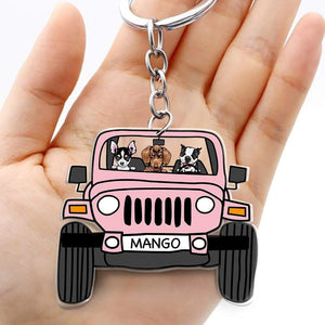 Off Road Dog Cats Keychain Double Sided Design Acrylic Keychain Car For Pet Lovers