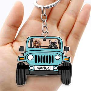 Off Road Dog Cats Keychain Double Sided Design Acrylic Keychain Car For Pet Lovers