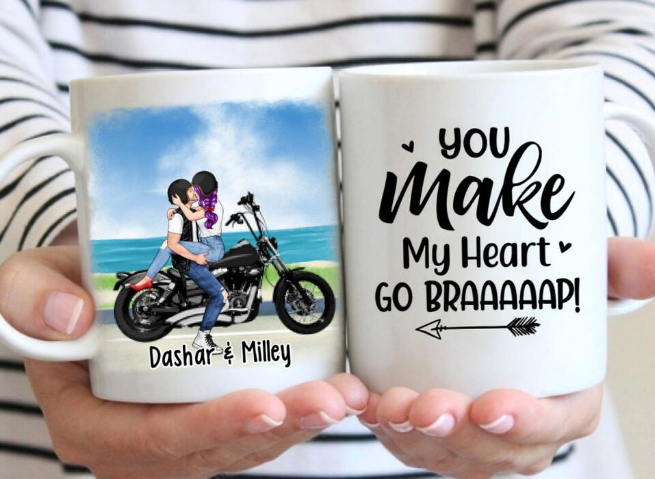 Kissing Motorcycle Couple - Personalized Mug For Him, For Her, Motorcycle Lovers