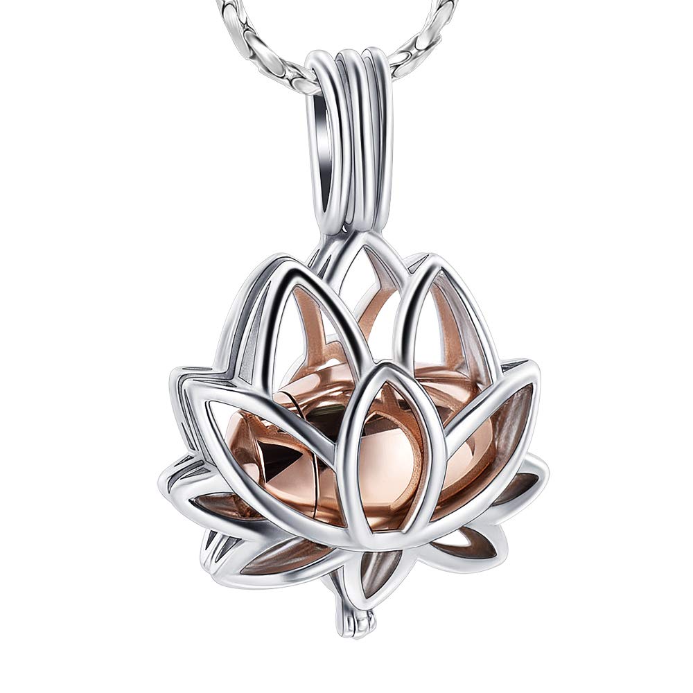 Personalized Lotus Flower Ashes Pendant Necklace - Once My Side Forever In My Heart