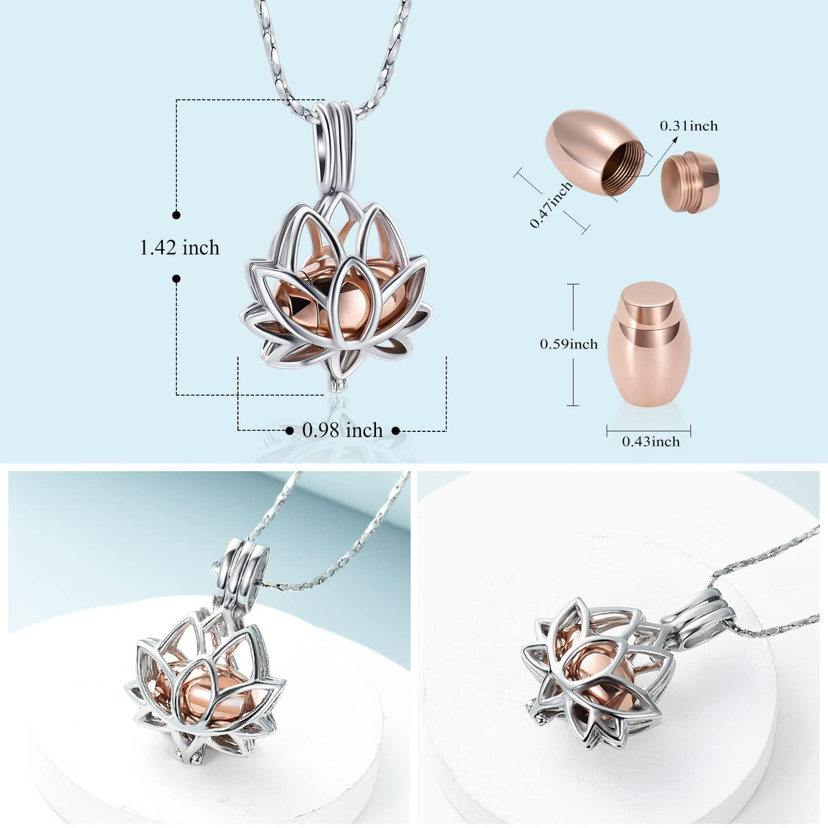 Personalized Lotus Flower Ashes Pendant Necklace - My Mind Still Talks To You