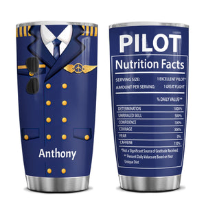 Personalized Nutrition Facts Tumbler Coffee Helicopter Airplane Gifts Pilot