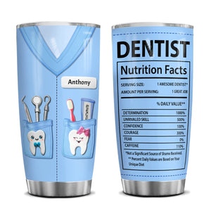 Personalized Dentist Tumbler Coffee Nutrition Facts Dentist Assistant Tumblers