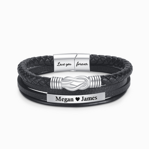 Personalized Couple Forever And Always Linked Magnetic Clasp Bracelet