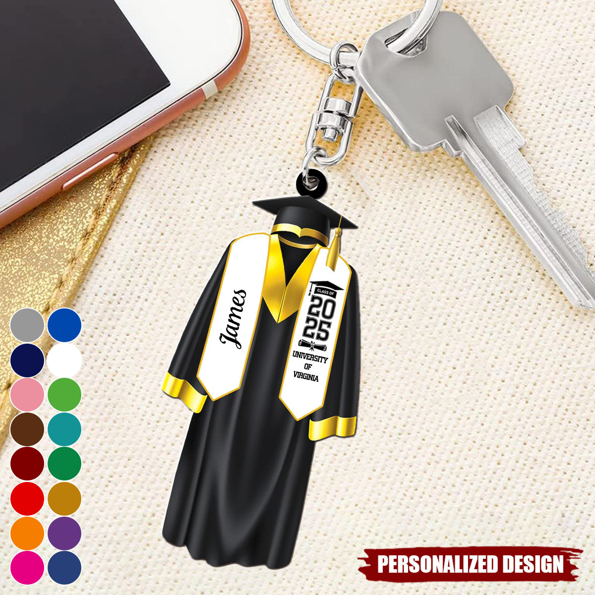 Personalized Graduation Keychain, Custom Name Class Of 2025 Keychain, Graduation Gift