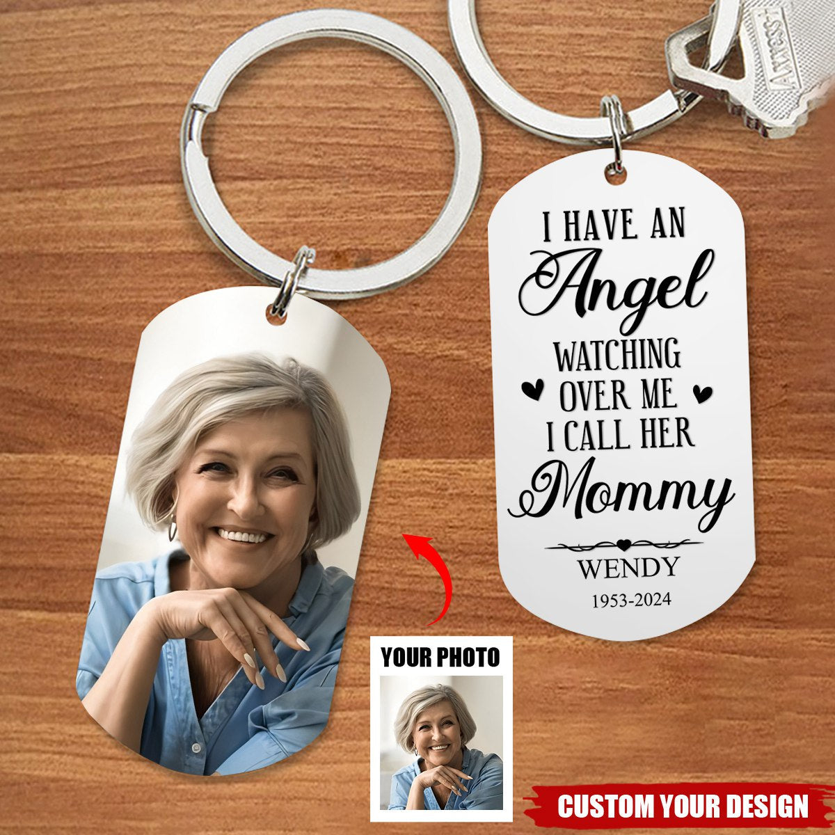 Custom Photo Your Love Lives On In Me - Memorial Personalized Keychain - Gift For Family Members