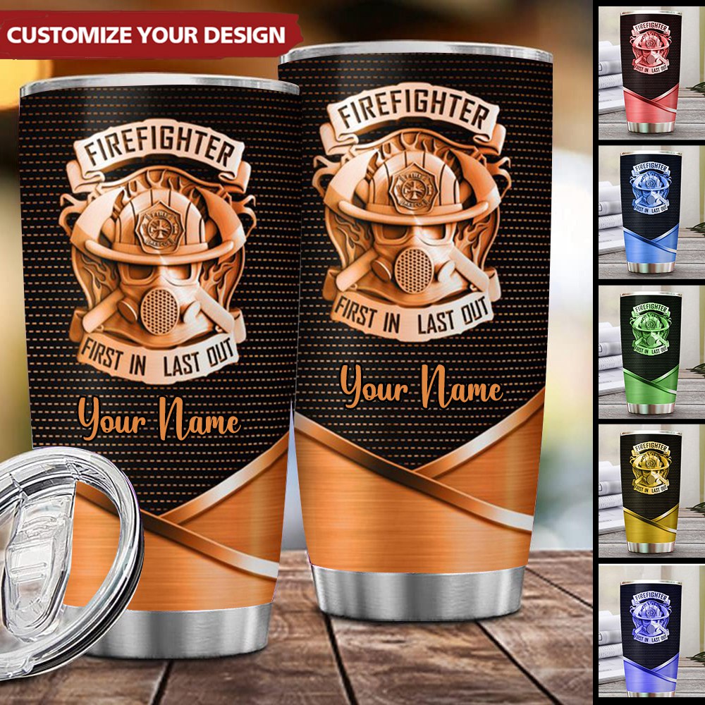 Firefighter Metal Effect - Personalized Tumbler